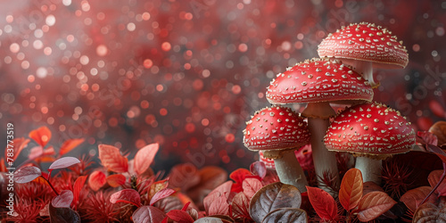 Wallpaper Mural Mushrooms resting on vibrant green grass in a field copy space banner Torontodigital.ca