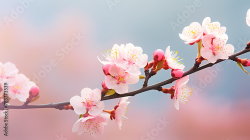 Peach blossom decoration spring festival background material