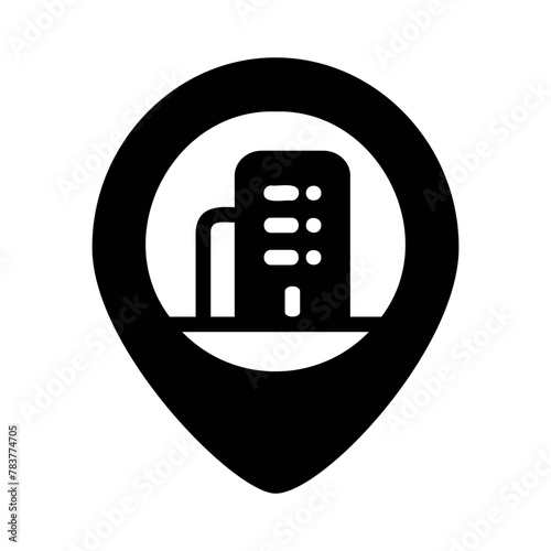 Corporate office, location, placeholder, map marker vector icon on white background.