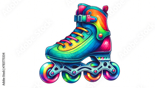 A rollerblade in neon colors, capturing the quintessential vibe of 90s outdoor leisure