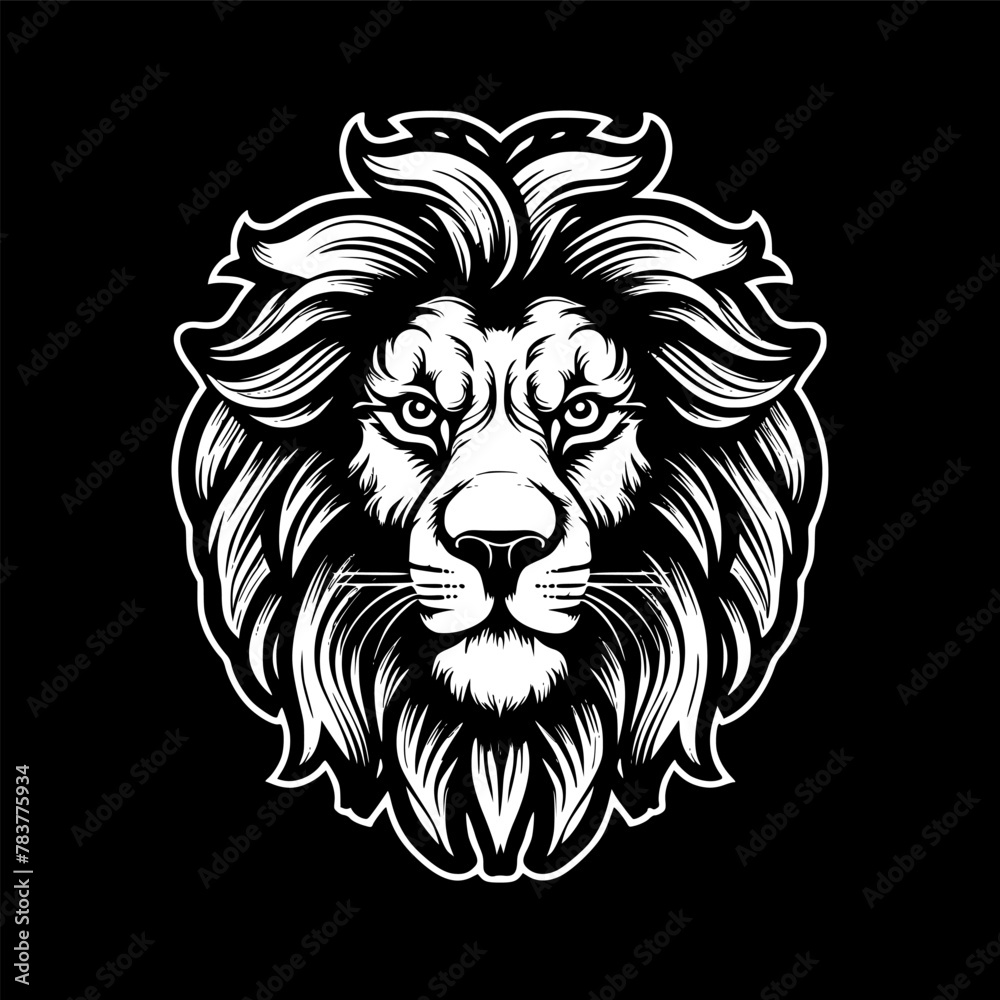 Fototapeta premium Lion - Black and White Isolated Icon - Vector illustration