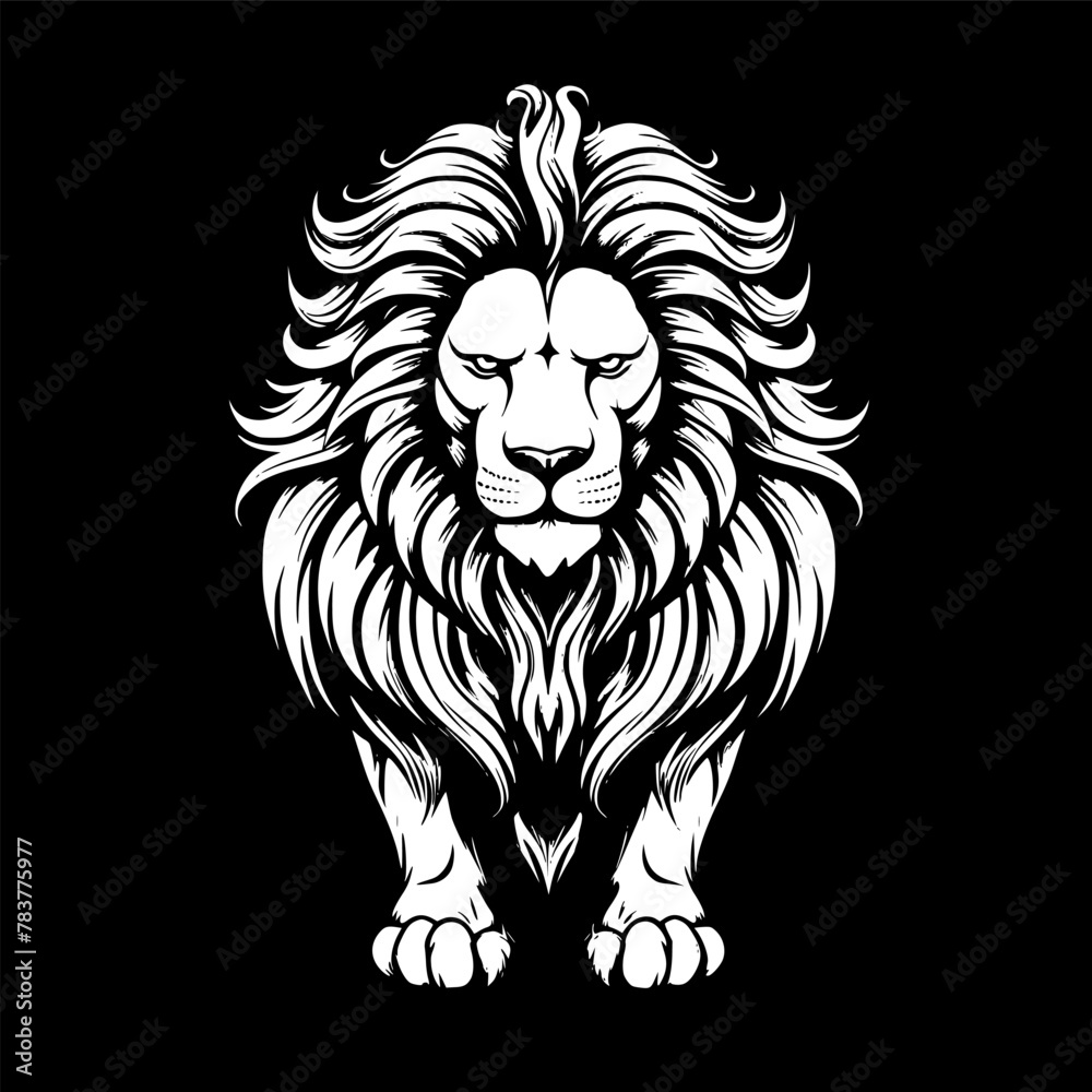 Obraz premium Lion | Black and White Vector illustration