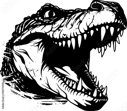 Crocodile | Black and White Vector illustration