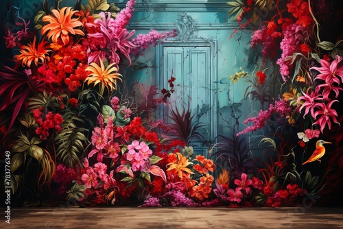 Colorful wallpaper, bursting with imaginative designs, vibrant hues ,super realistic,soft shadown photo