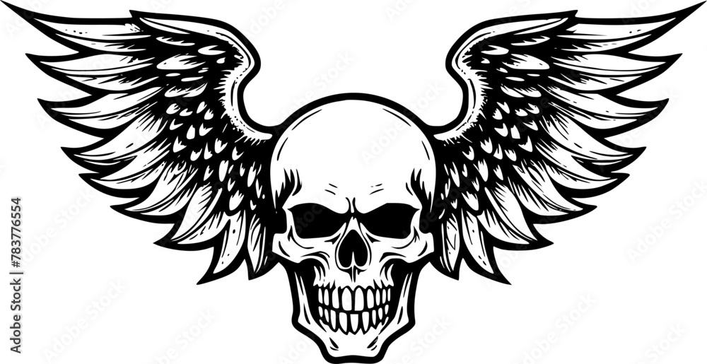 Obraz premium Skull | Black and White Vector illustration