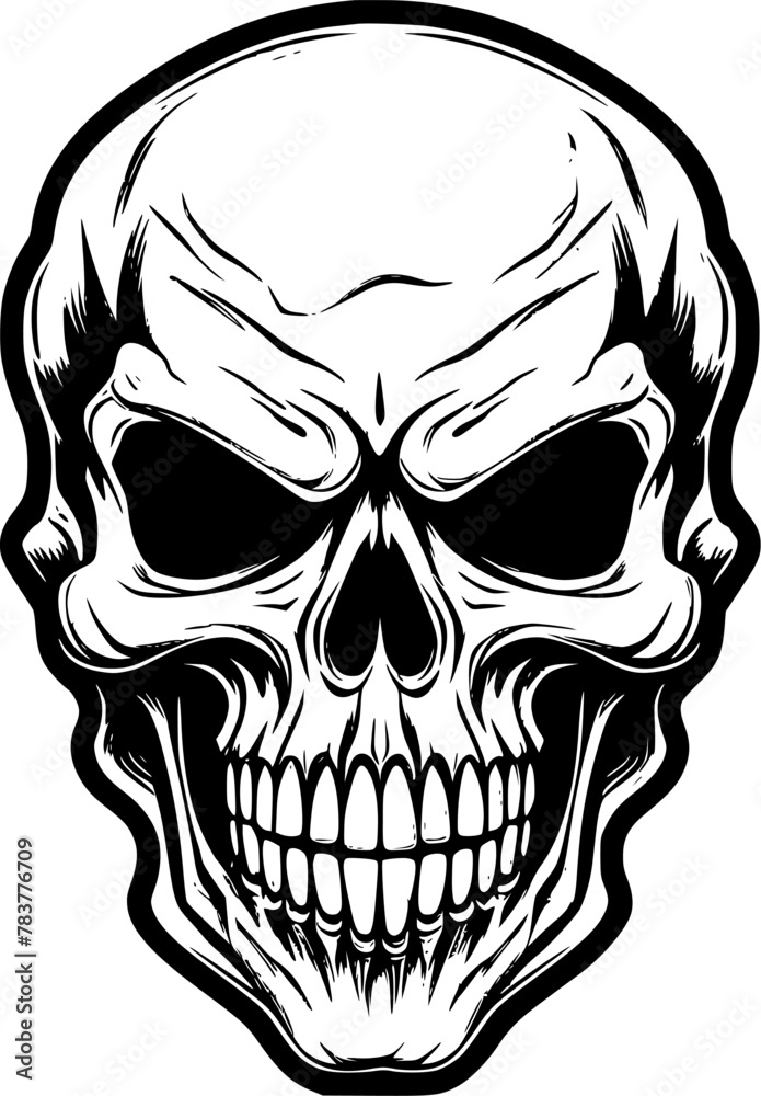 Obraz premium Skull | Black and White Vector illustration