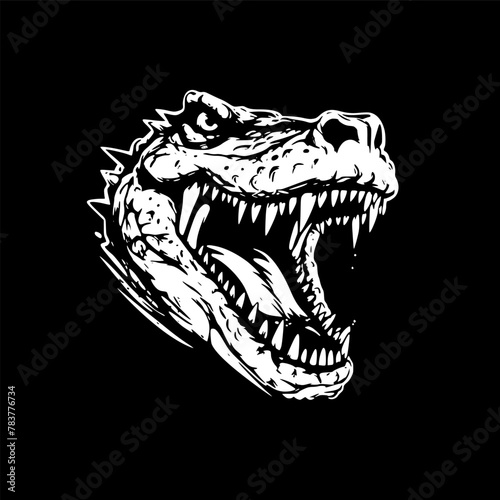 Crocodile   Black and White Vector illustration © CreativeOasis