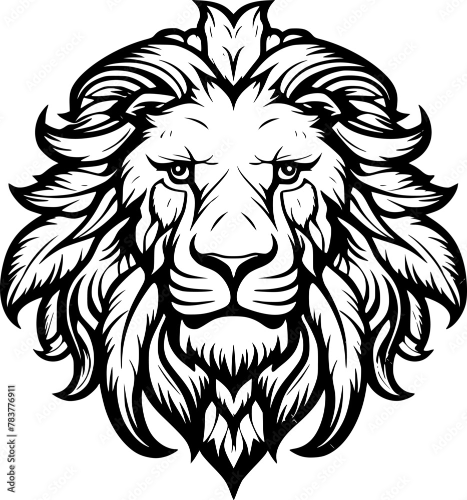 Fototapeta premium Lion - Black and White Isolated Icon - Vector illustration