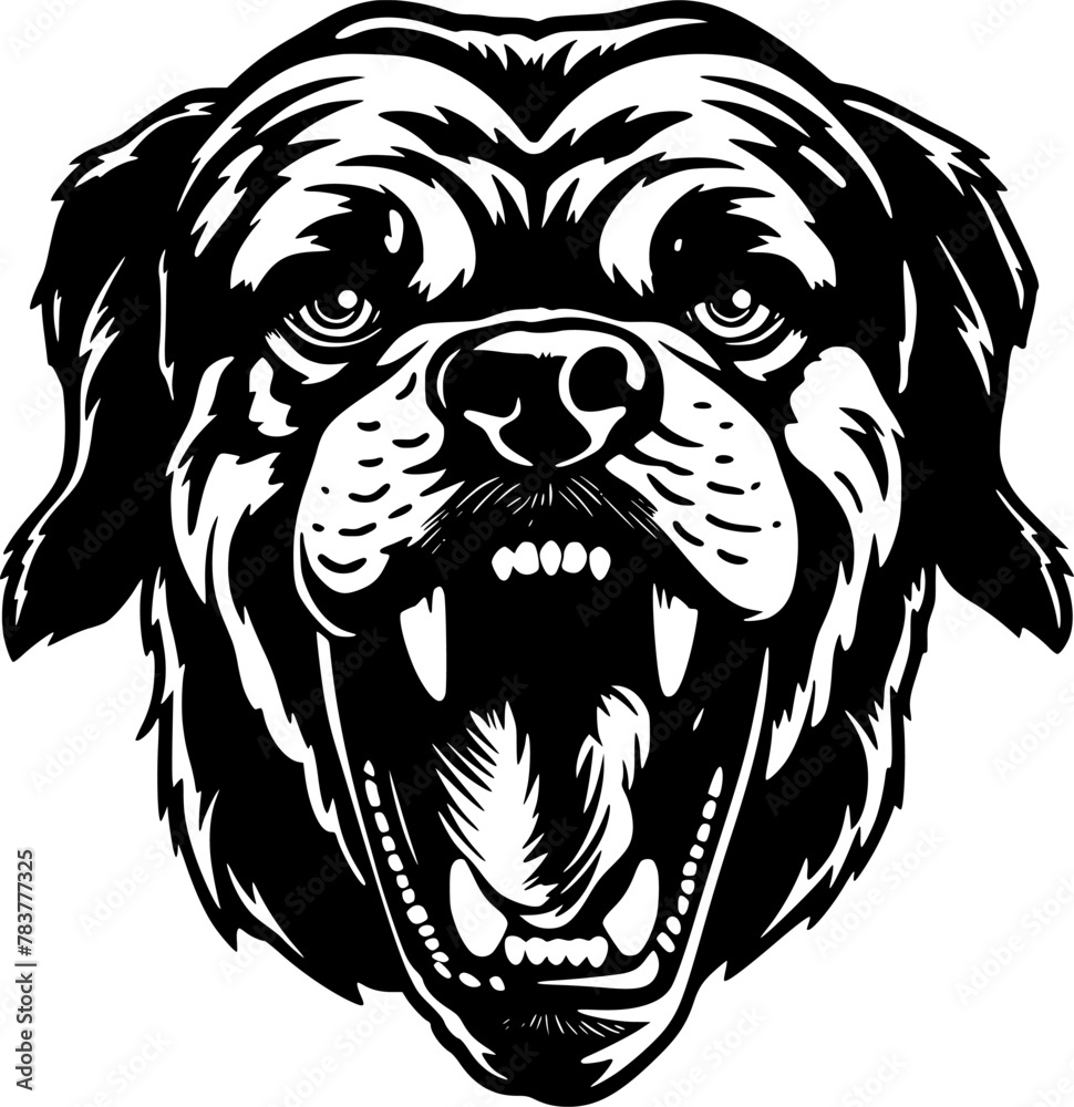 Fototapeta premium Rottweiler Dog - Black and White Isolated Icon - Vector illustration