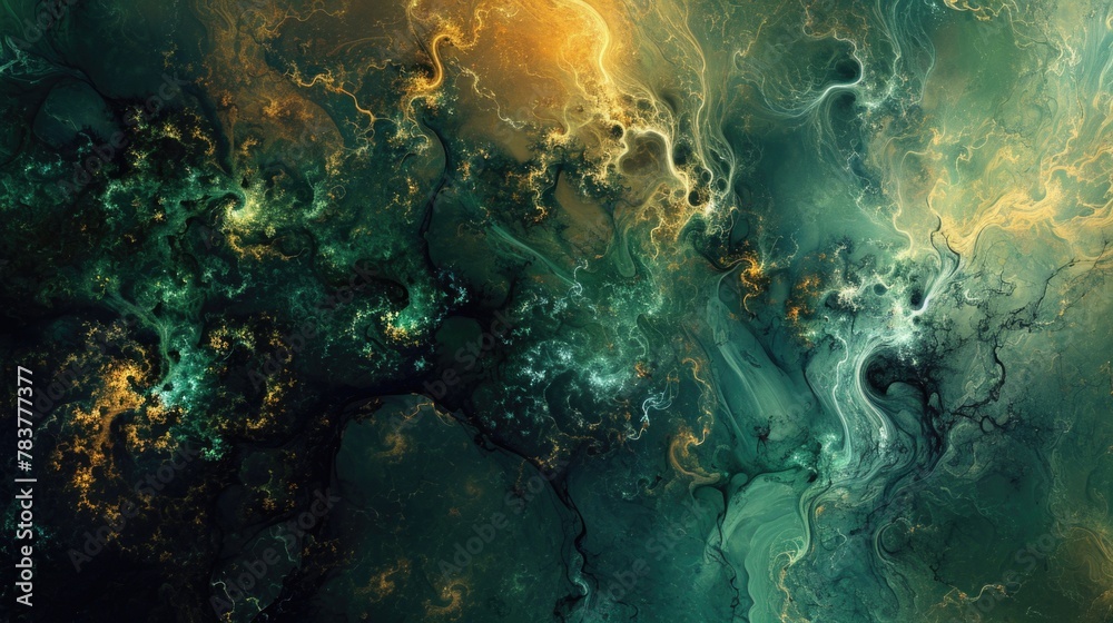 Abstract liquid art with swirling colors and bubbles