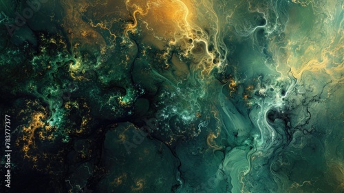 Abstract liquid art with swirling colors and bubbles