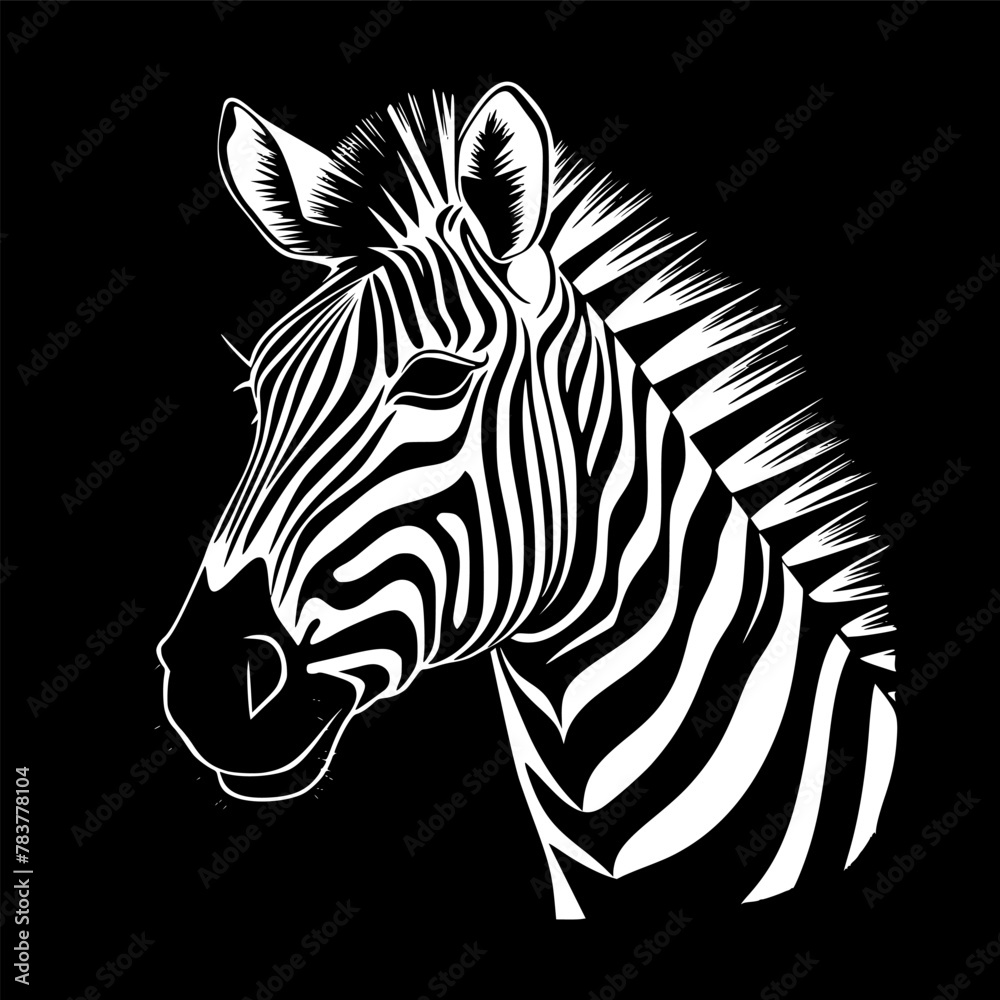 Fototapeta premium Zebra - Black and White Isolated Icon - Vector illustration