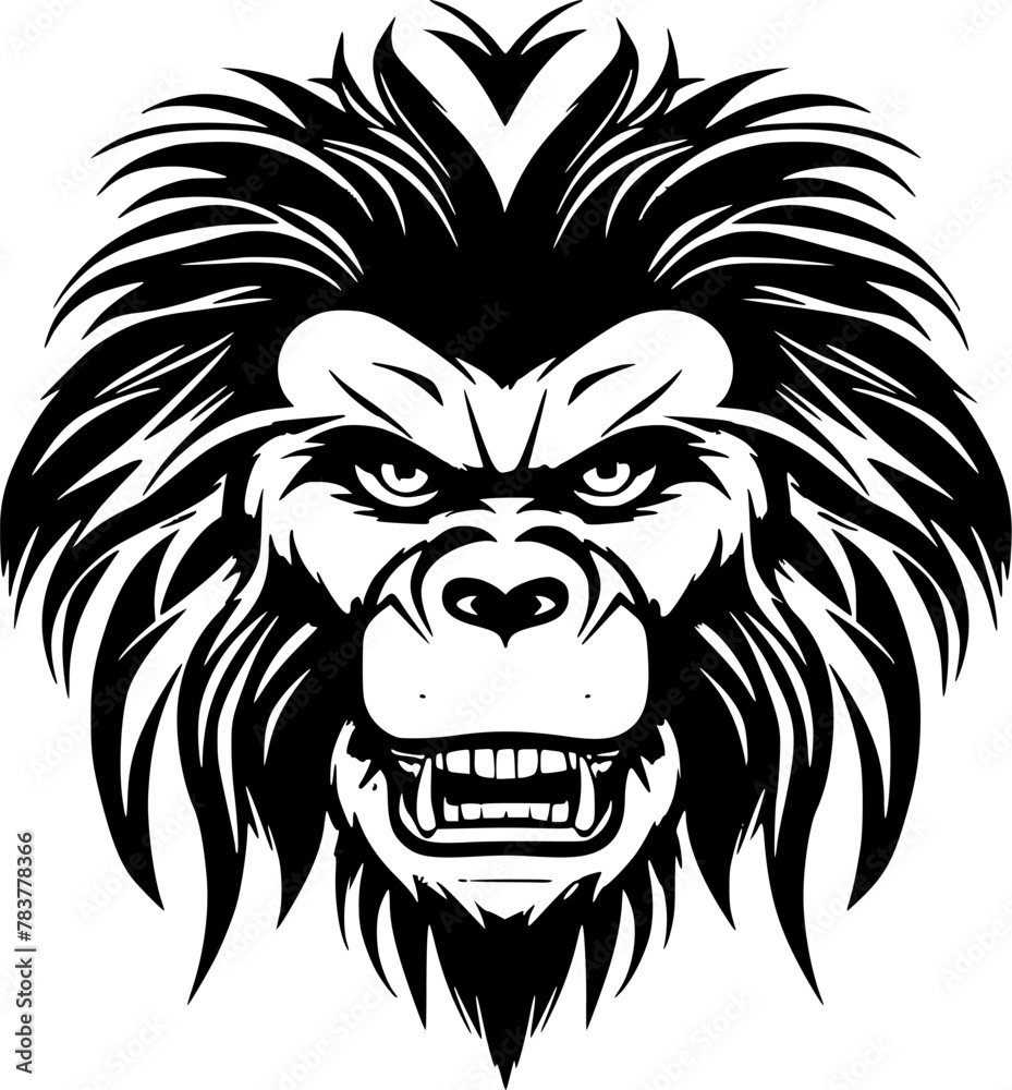 Fototapeta premium Baboon | Black and White Vector illustration