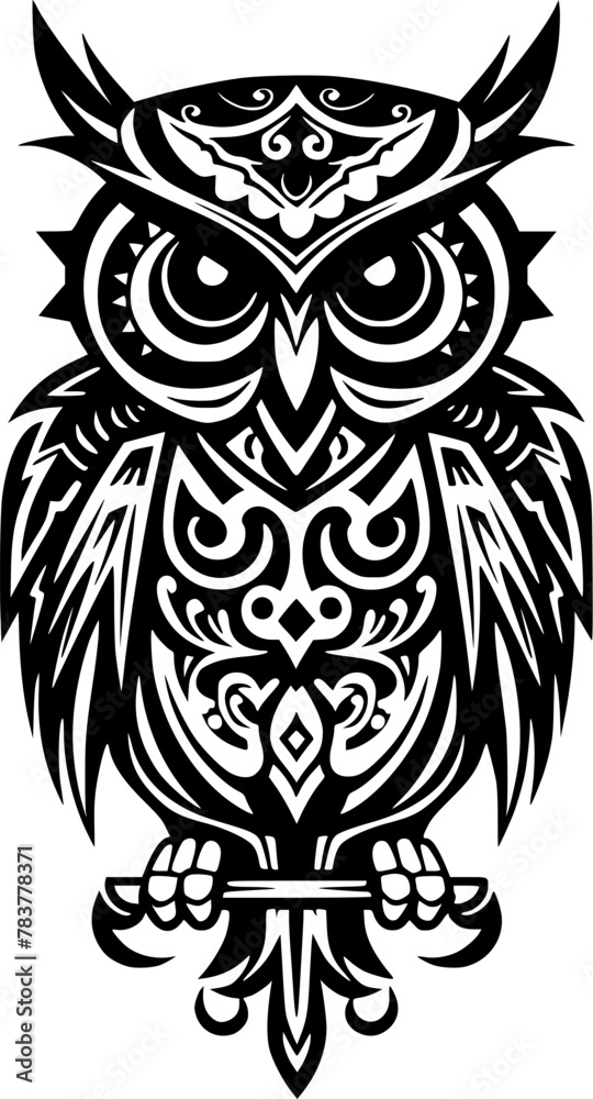 Fototapeta premium Owl | Black and White Vector illustration