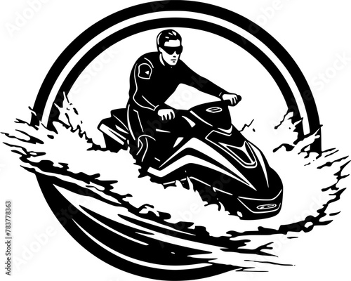 Jet Ski | Black and White Vector illustration