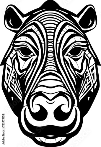 Hippopotamus - Black and White Isolated Icon - Vector illustration
