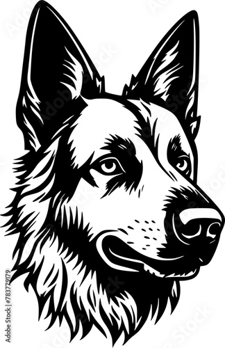 German Shepherd - Black and White Isolated Icon - Vector illustration