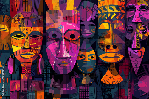 Colorful abstract African tribal masks