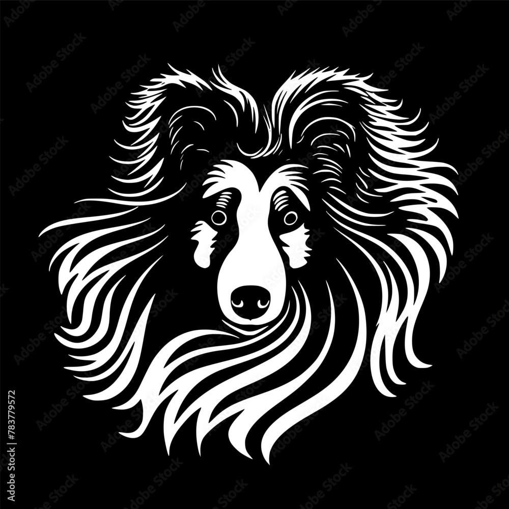 Fototapeta premium Shetland Sheepdog - Black and White Isolated Icon - Vector illustration