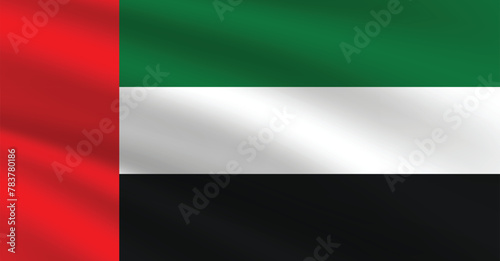 United Arab Emirates flag vector illustration. United Arab Emirates national flag. Waving United Arab Emirates flag.
