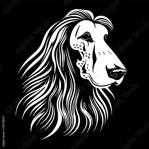 Afghan Hound | Black and White Vector illustration