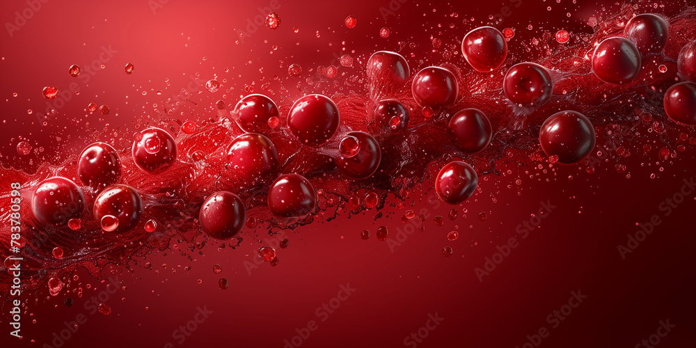 Vibrant red background covered with numerous bubbles World Blood Donor Day with copy space Vibrant red background covered with numerous bubbles World Blood Donor Day with copy space