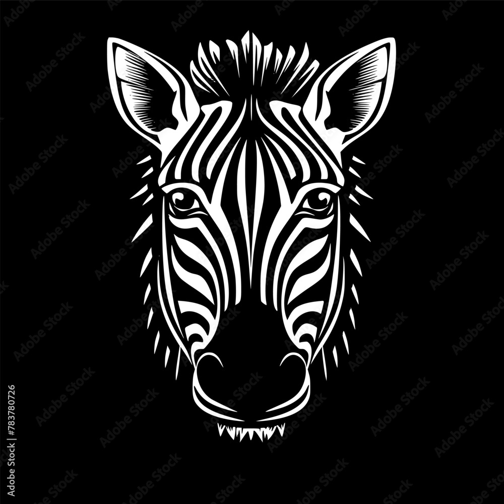 Fototapeta premium Zebra - Black and White Isolated Icon - Vector illustration