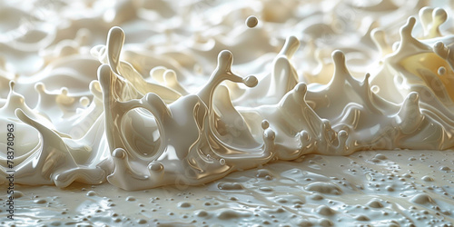 Detailed view of the milk banner with splashes around