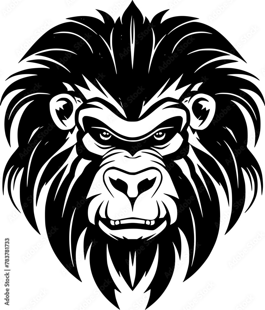 Fototapeta premium Baboon - Black and White Isolated Icon - Vector illustration