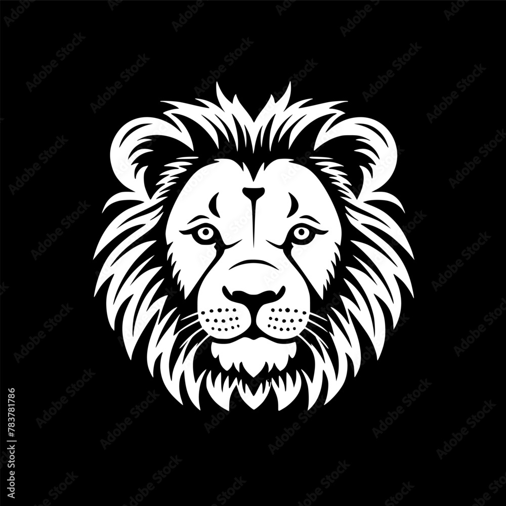 Lion Baby - Black and White Isolated Icon - Vector illustration