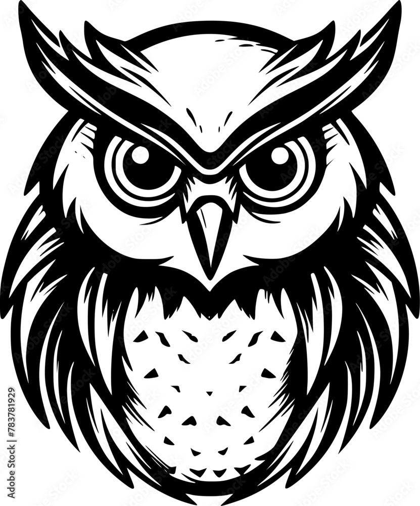 Obraz premium Owl Baby | Black and White Vector illustration