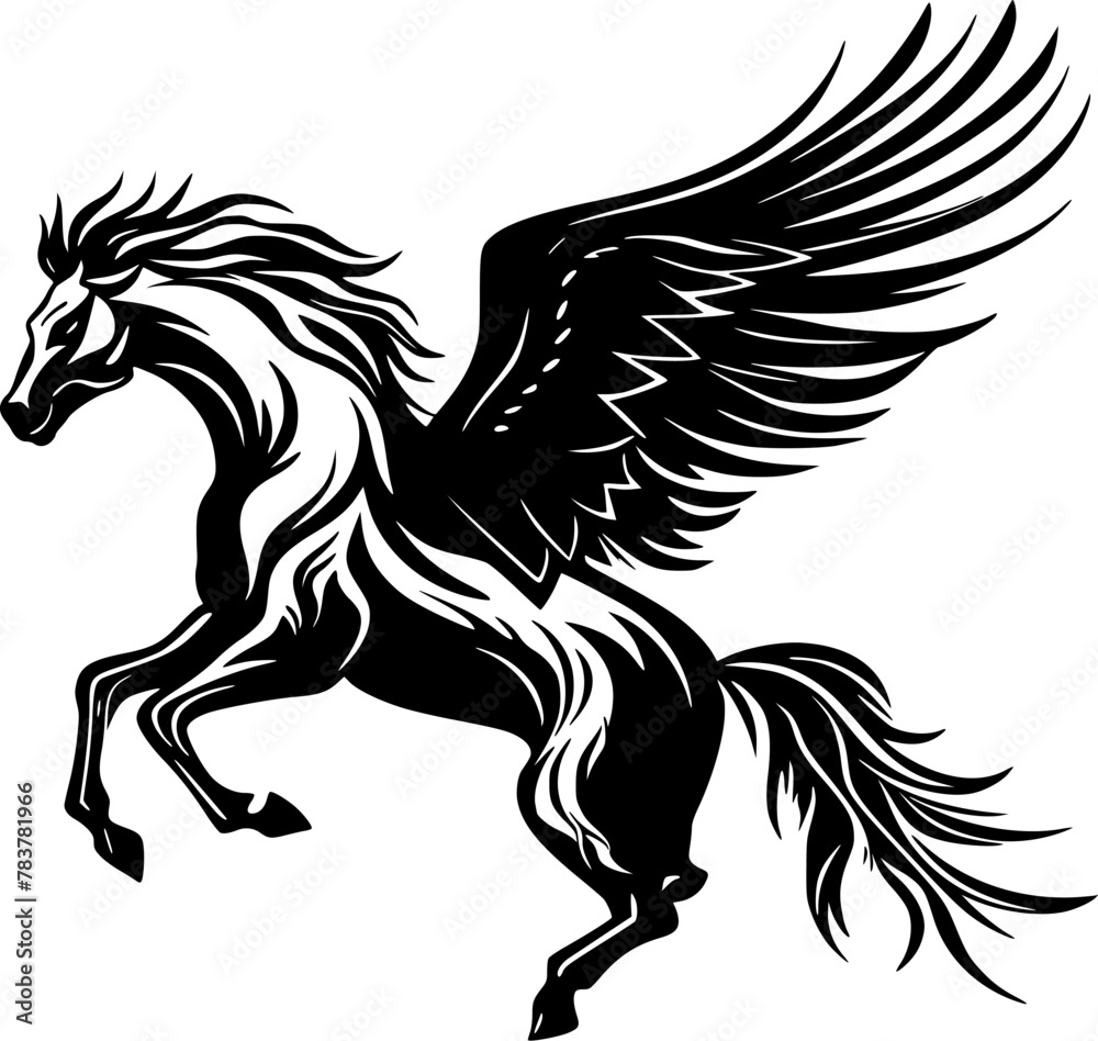 Hippogriff - Black and White Isolated Icon - Vector illustration Hippogriff - Black and White Isolated Icon - Vector illustration