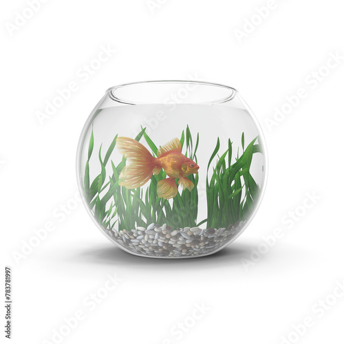 Round Aquarium With Goldfish