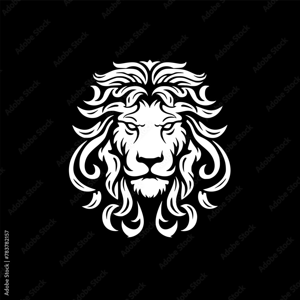 Fototapeta premium Lion - Black and White Isolated Icon - Vector illustration