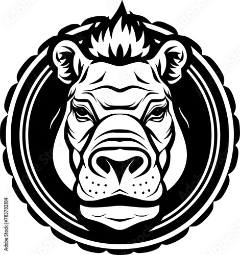 Hippopotamus | Black and White Vector illustration
