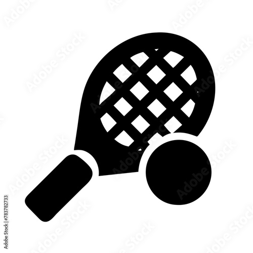 Tennis Racket and Ball icon vector graphics element silhouette sign symbol illustration on a Transparent Background