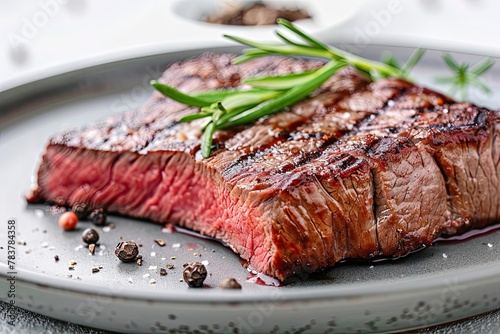 best cut steak on plate wood white background 