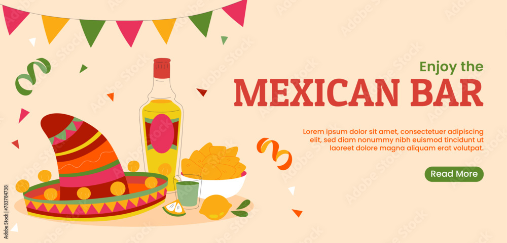 Mexican bar banner template design