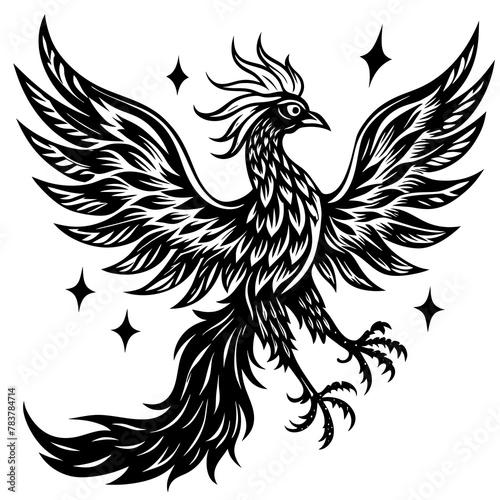 Tattoo design Magical phoenix - Vector - Vector art - Vector illustration - Vector design - Latest Vector - Ultimate Vector - Premium Vector - Vector pro