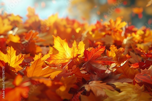 Random scatter of autumn foliage  photorealistic image capturing the essence of fall  ultra HD clean sharp high resulution