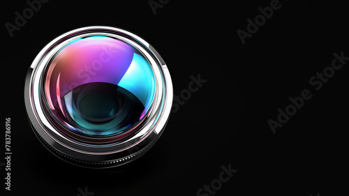 Schönes farbprächtiges Objektiv mit RGB Regenbogen Farben, ai generativ