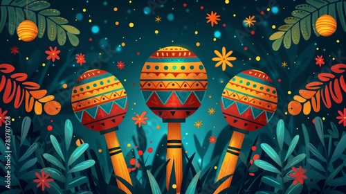 Illustration of a festive Mexican maraca for party flyers and posters photo