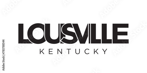 Louisville, Kentucky, USA typography slogan design. America logo with graphic city lettering for print and web. photo