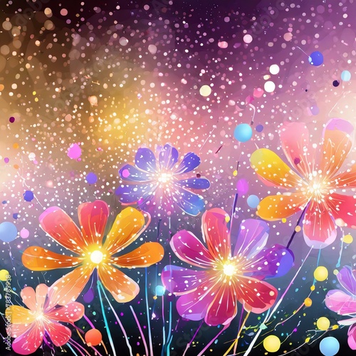 Shine nature flowers background AI generation art