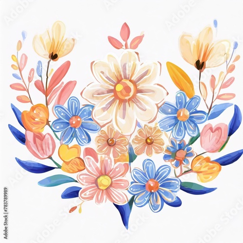 Watercolor flowers ornament illustration art