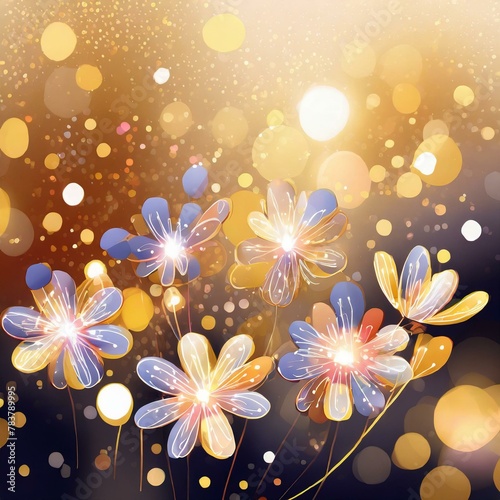 Shine nature flowers background AI generation art