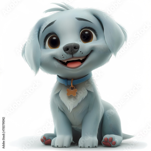 A cute and happy baby dog 3d illustration