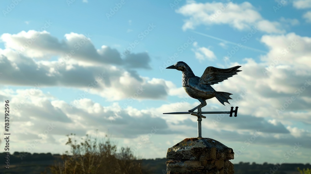 Fototapeta premium A weather vane spinning wildly, the changing climates