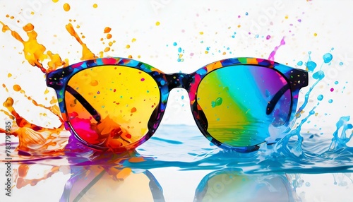 background with sunglasses wallpaper texted Abstract lifestyle banner design with sunglasses and colorful splashing shapes. © Bilal