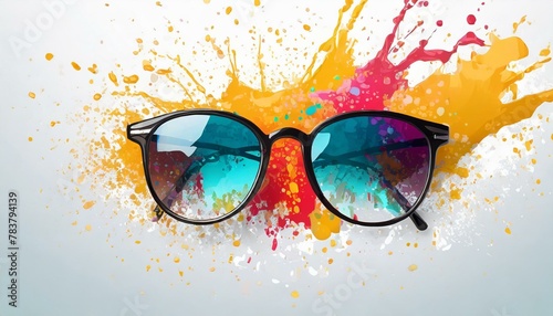 background with sunglasses wallpaper texted Abstract lifestyle banner design with sunglasses and colorful splashing shapes.